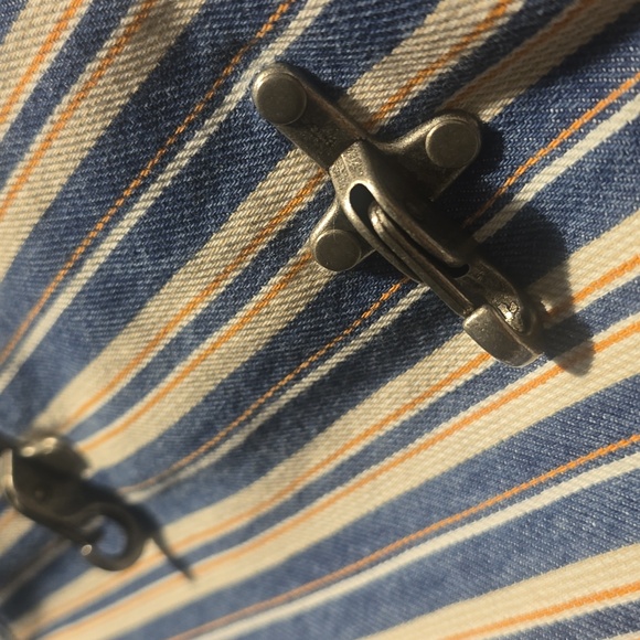 Free People Blue Striped Denim Barn Coat Jacket Corduroy Collar, M, Retail $248 - Picture 8 of 16